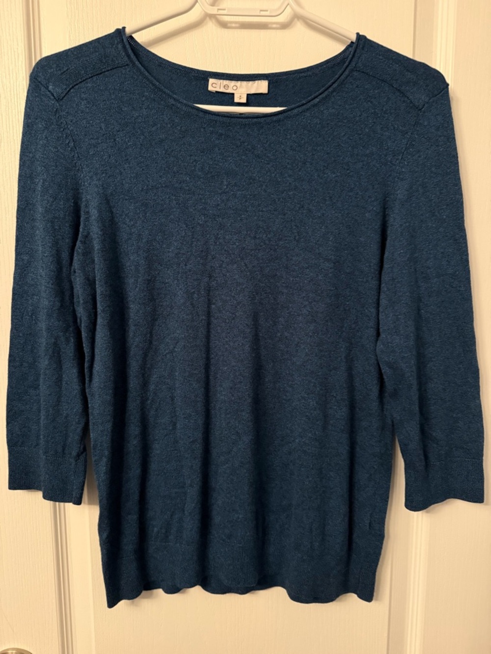 cleo Deep Teal Blue Crewneck Top